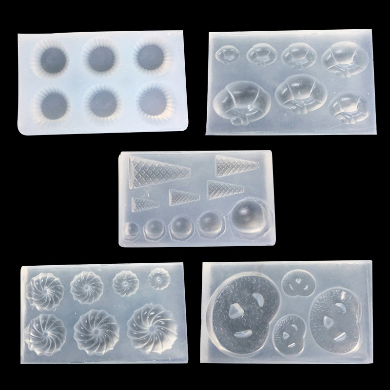 Resin Art Clay - Mini-Keks-Croissant-Eierkuchen-Silikonform für DIY Polymer Clay Lebensmittelspielzeug