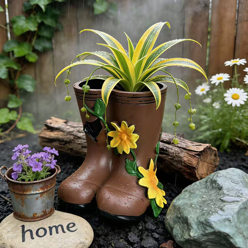 Resin Art Unique Ideas - Rustikale Regenstiefel-Vase: Dekorative Sukkulenten-Übertöpfe für Garten