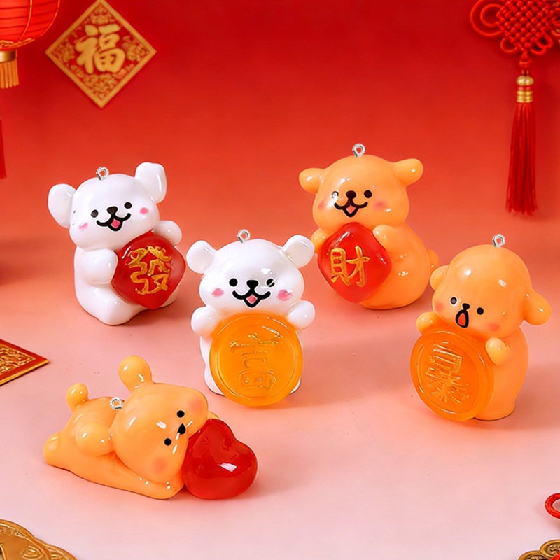 Resin Art Earrings Material - 5 Stück Cartoon-Hunde-Harzanhänger Bastelbedarf Niedliche Ohrringe