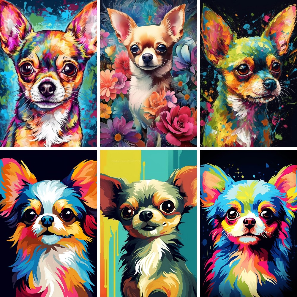 Resin Art Wallpaper - 5d Chihuahua Hund DIY Diamant Malerei,