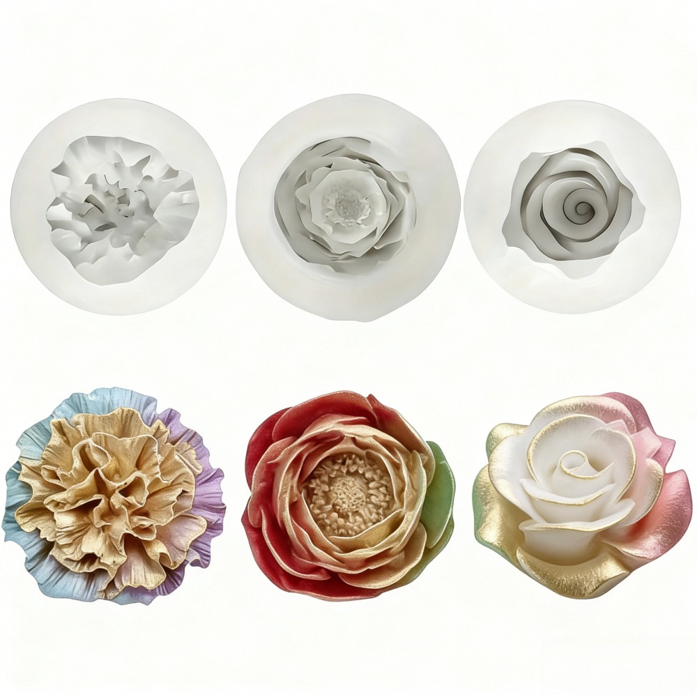 Resin Art Gift For Wedding - 3-teilige Silikonformen für Rosen, Pfingstrosen und