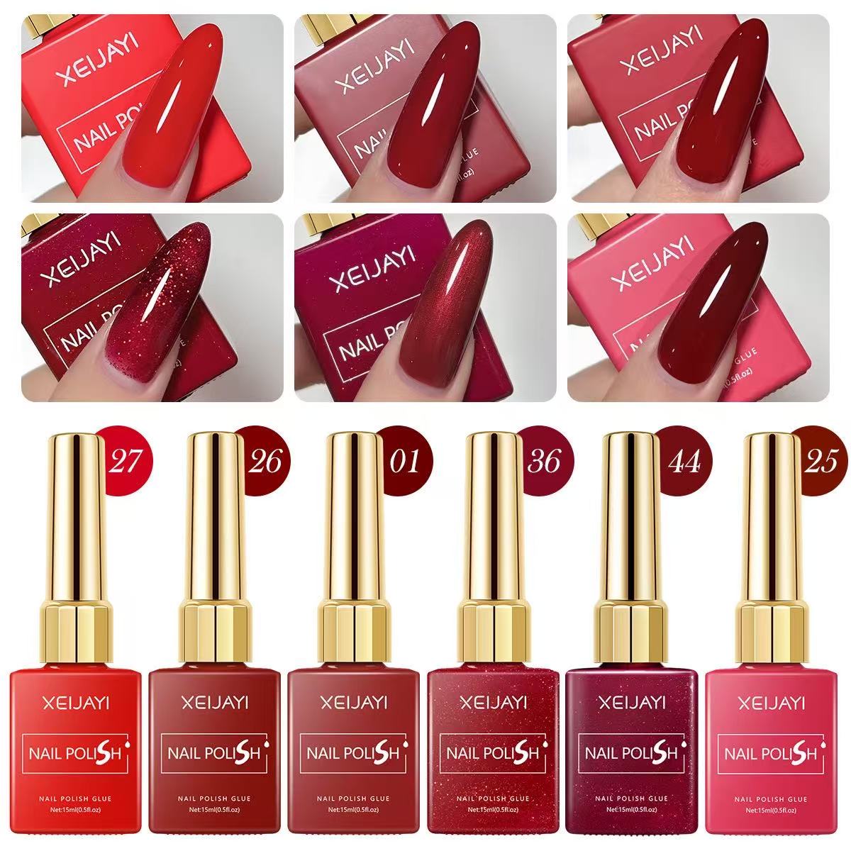 Resin Art Varnish - 15 ml Gel-Nagellack, 6 Farben, roter