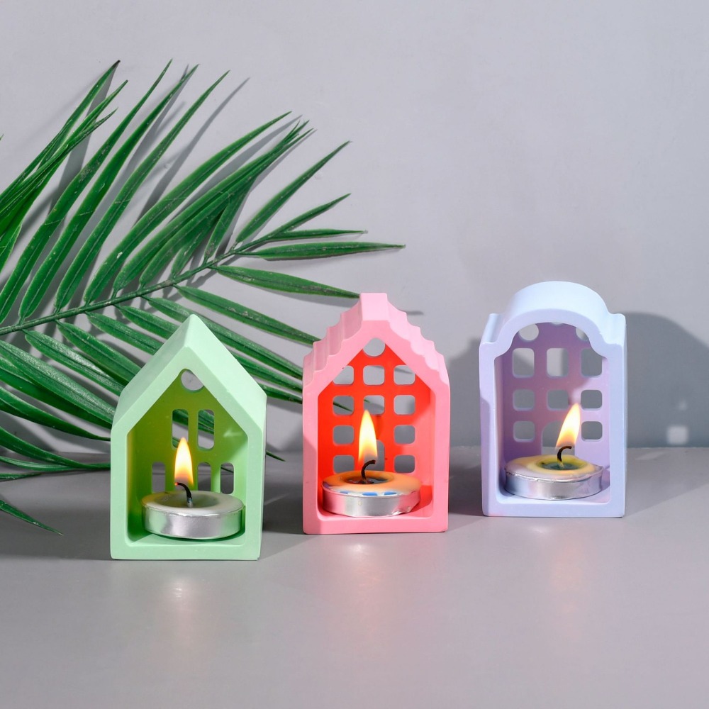 Resin Art Clay - Vier Häuser Ton Silikon Formen DIY