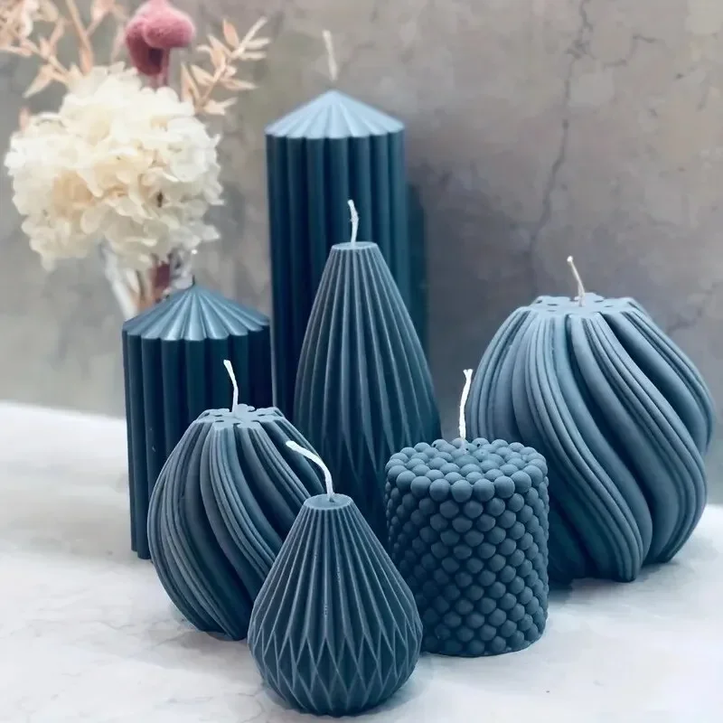 Resin Art Clay - 3D-Spiralgestreifte Silikonform für DIY-Duftkerzen, Tonhandwerk, Wachs,