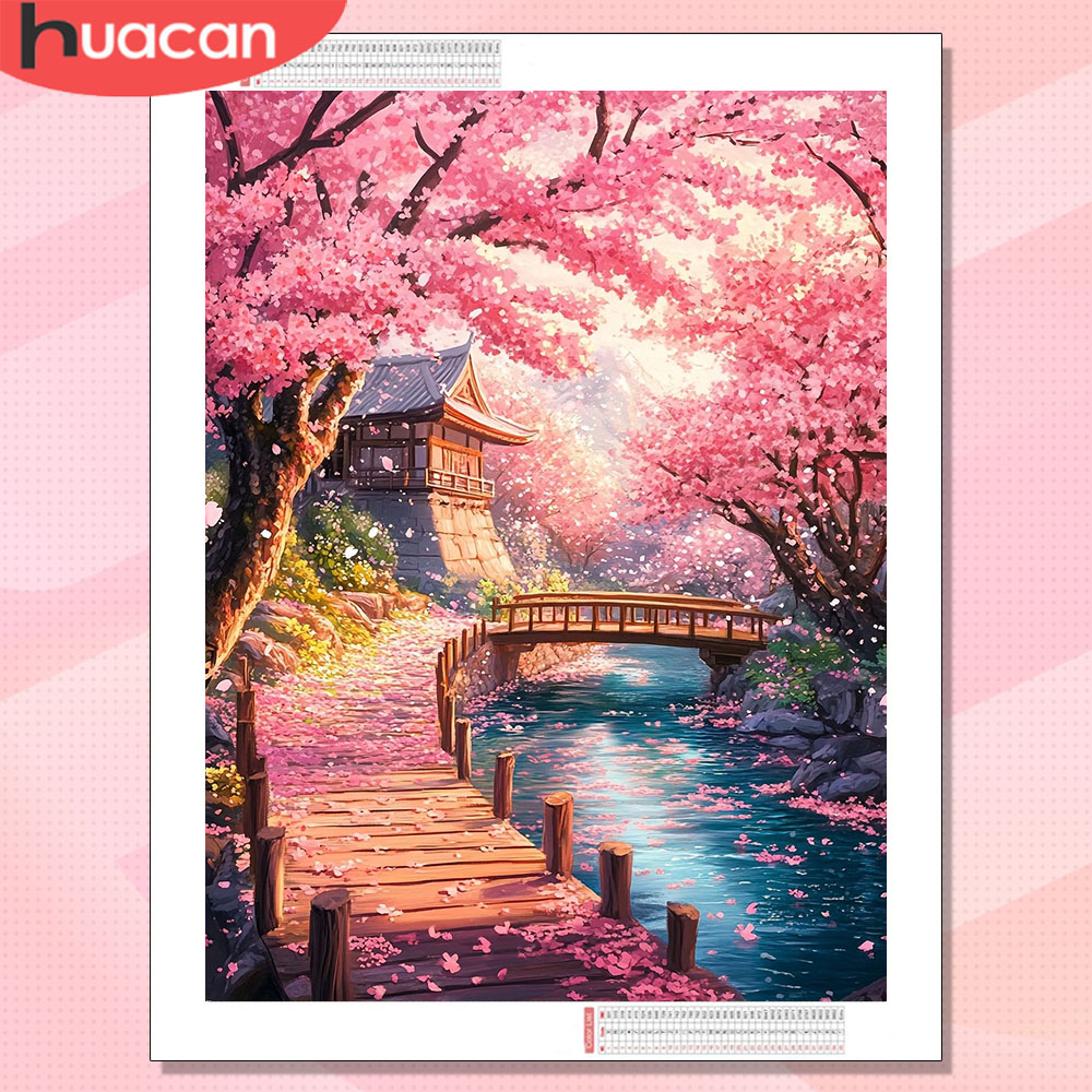 Resin Art Wallpaper - HUACAN Diamantkunst Haus-Landschaft Hobby Kreatives Handwerk
