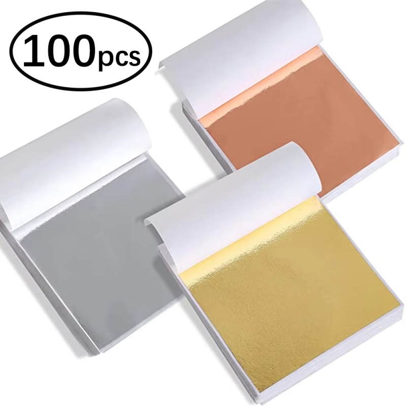 Resin Art Gift For Wedding - 100 Stück Imitations-Gold-Silber-Kupferfolienblätter für DIY-Harz, Kerzen,