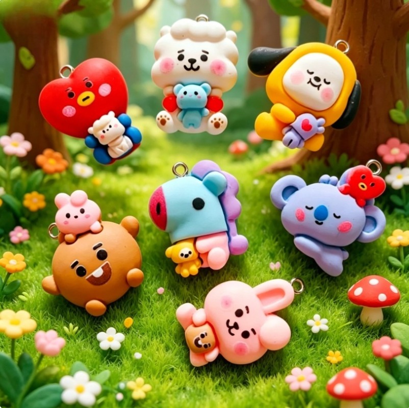 7 Stück BT21 Harz-Cartoon-Anhä – Resin Art Supplies Bewertung und Preis